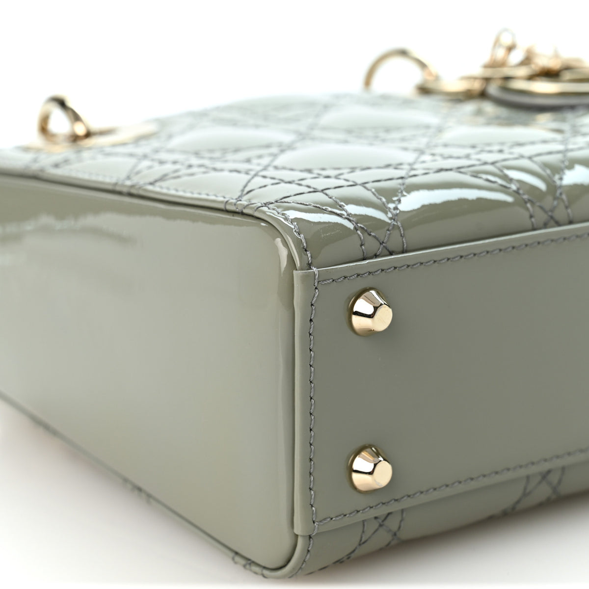 Christian Dior Patent Cannage Mini Lady Dior Grey Stone 9 of 10