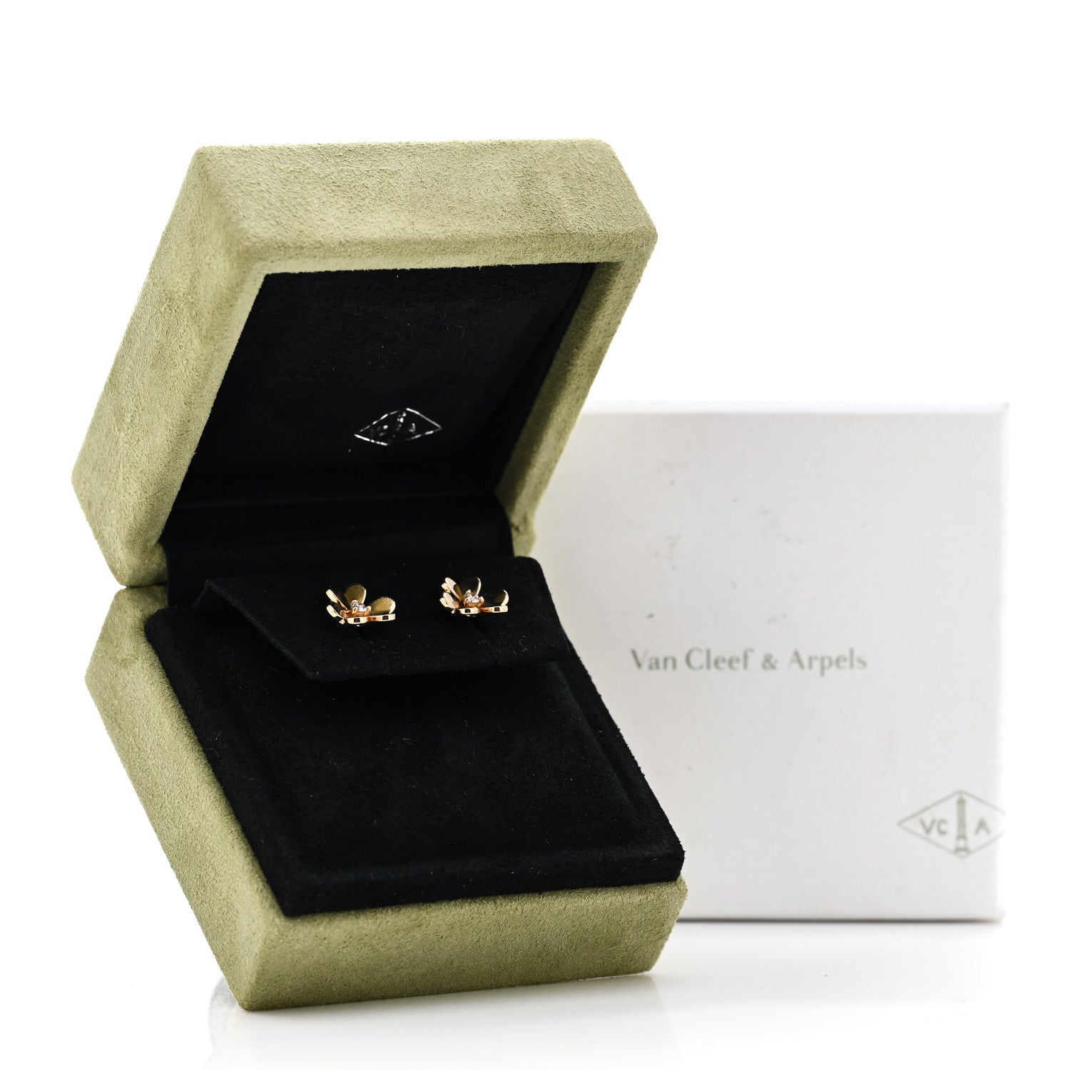 Van Cleef & Arpels 18K Yellow Gold Diamond Mini Frivole Earrings 5 of 5