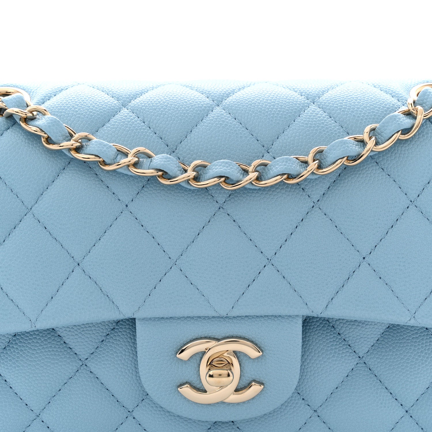 Chanel Caviar Quilted Small Double Flap Light Blue 8 of 10