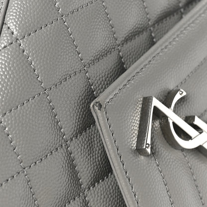 Saint Laurent Grain De Poudre Textured Mixed Matelasse Medium Triquilt Monogram Satchel  New Stone Grey 10 of 12