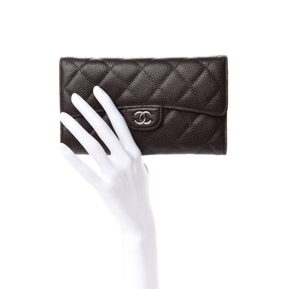 Chanel Caviar Quilted Large Flap Wallet Dark Brown 2 of 8