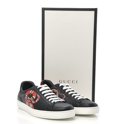 Gucci Calfskin Kingsnake Mens Ace Sneakers 8 Black Multicolor 11 of 11