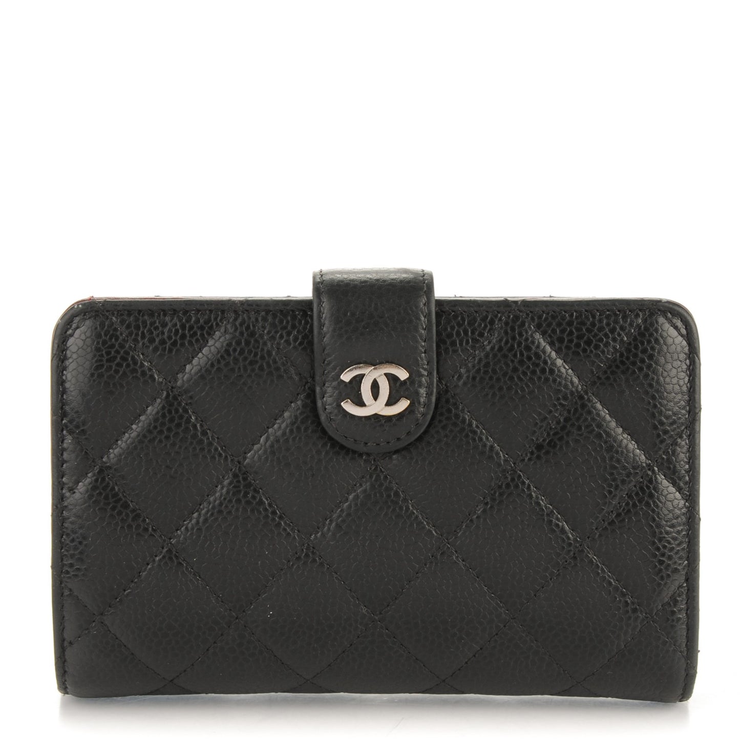 Caviar Quilted Zipped Pocket Wallet Black