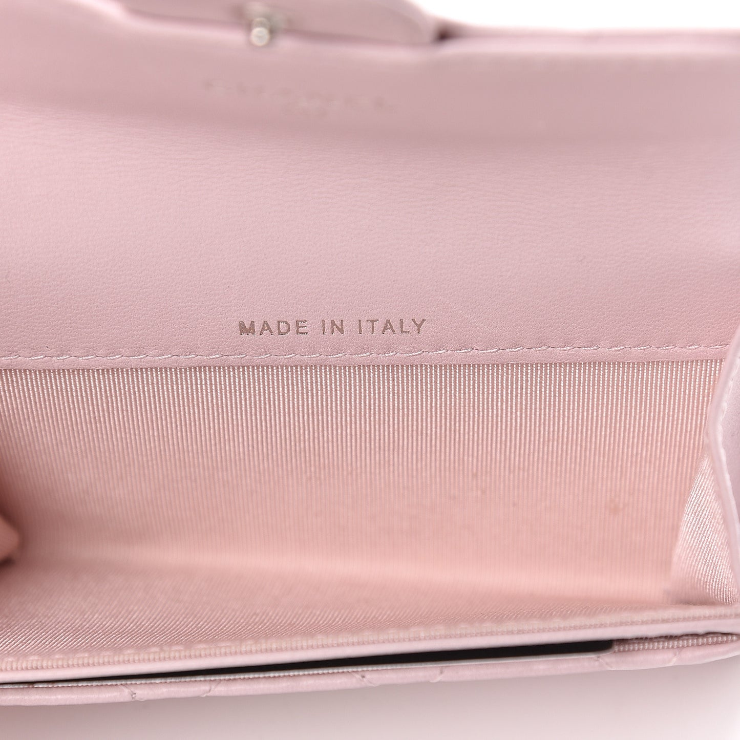 Lambskin Quilted Flap Card Holder Light Pink