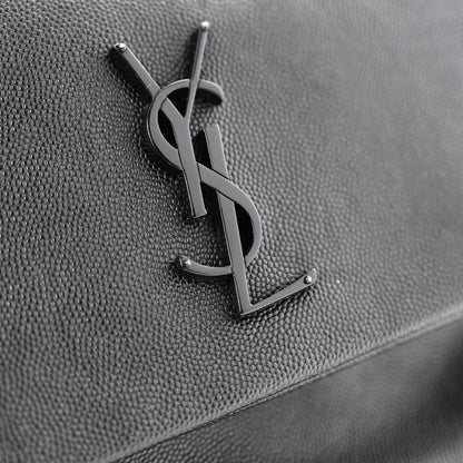 Saint Laurent Grain De Poudre Medium West Hollywood Monogram Fold-Over Black 12 of 14