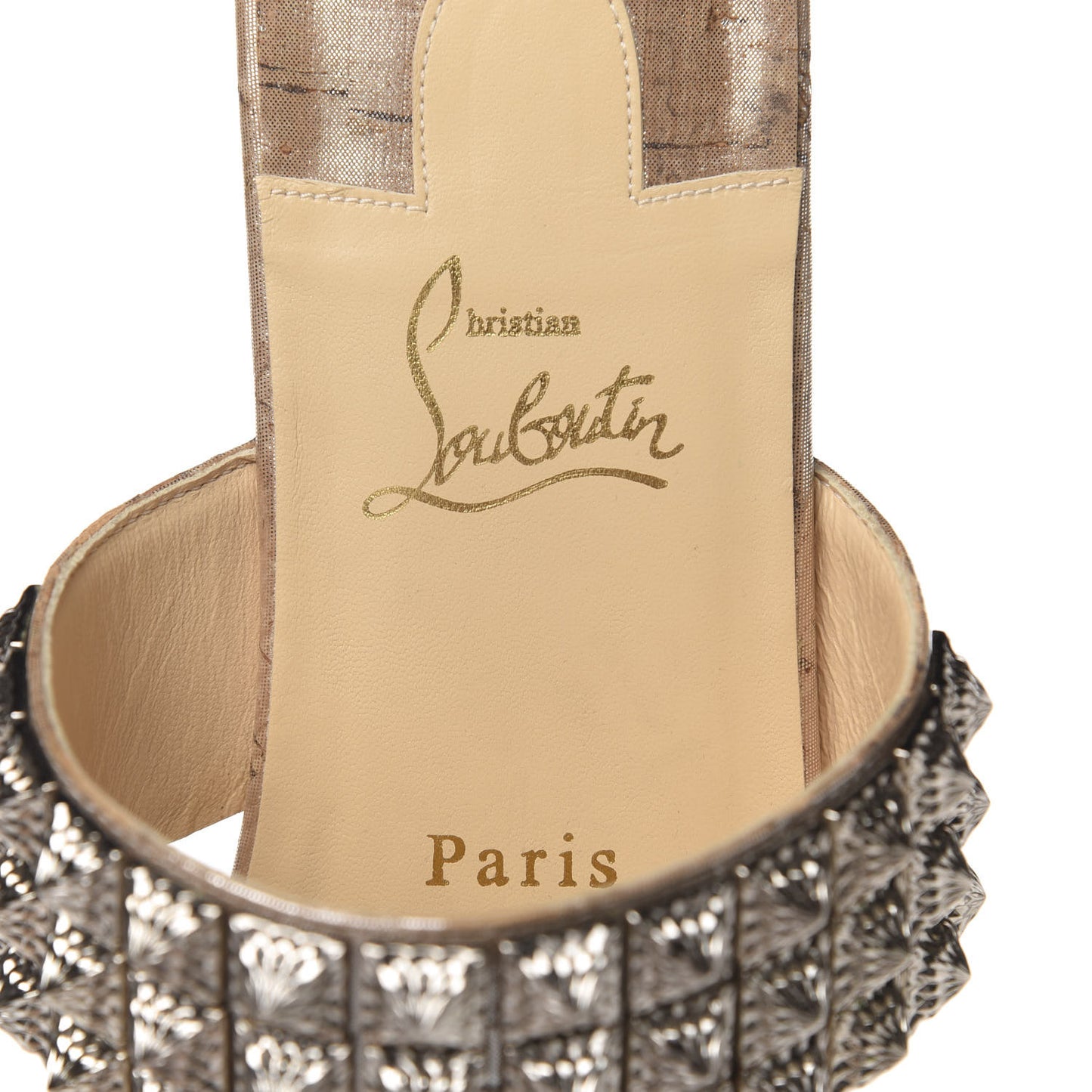 Liege Pepite Studded Myriadiam Flat Slide Sandals 39 Silver