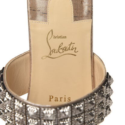 Christian Louboutin Liege Pepite Studded Myriadiam Flat Slide Sandals 39 Silver 7 of 8