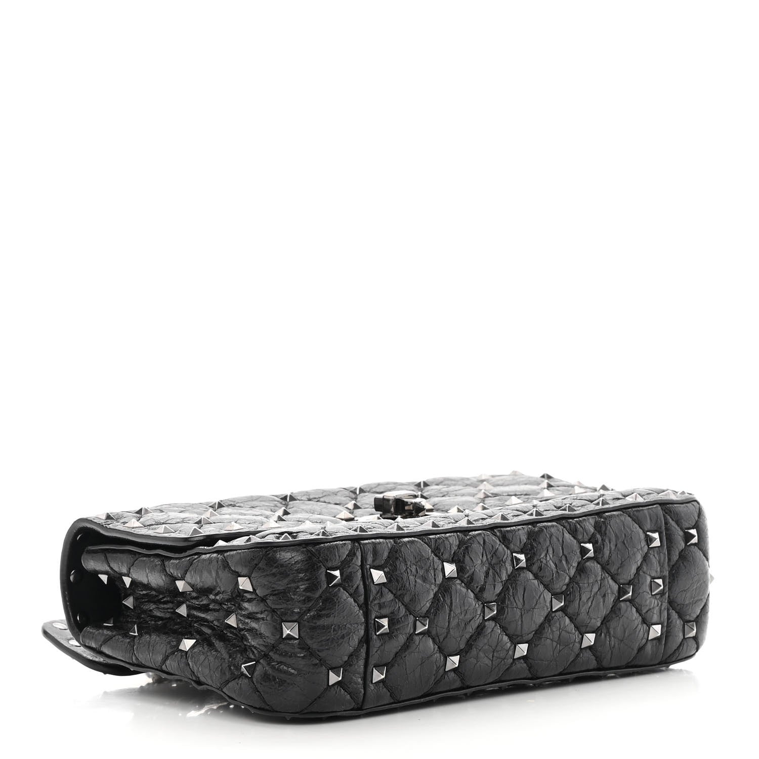 Valentino Garavani Craquele Nappa Small Rockstud Spike Shoulder Bag Black 4 of 15