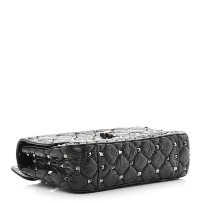 Valentino Garavani Craquele Nappa Small Rockstud Spike Shoulder Bag Black 4 of 15