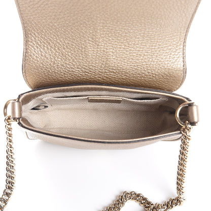 Gucci Metallic Pebbled Calfskin Small Soho Flap Crossbody Golden Beige 5 of 7