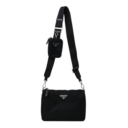 Prada Re-Nylon Saffiano Pocket Zippered Shoulder Bag Black 1 of 8
