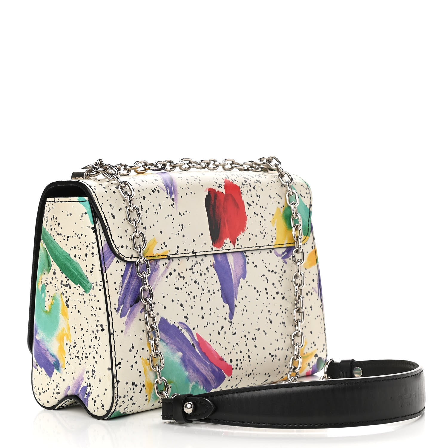 Louis Vuitton Calfskin Splash Print Twist Shoulder Bag MM White 2 of 10