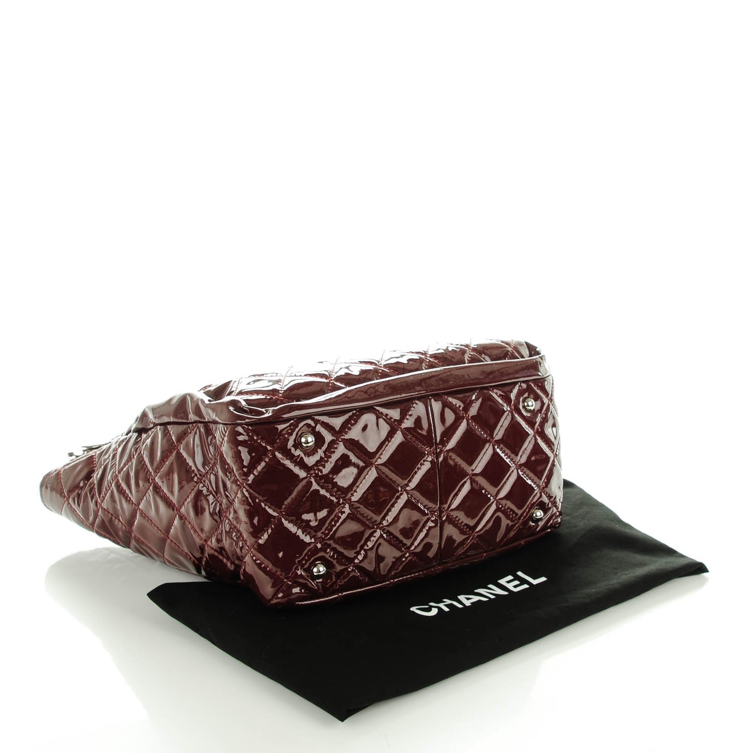 Chanel Patent Quilted Large Chic and Glitter Tote Dark Red 4 of 7