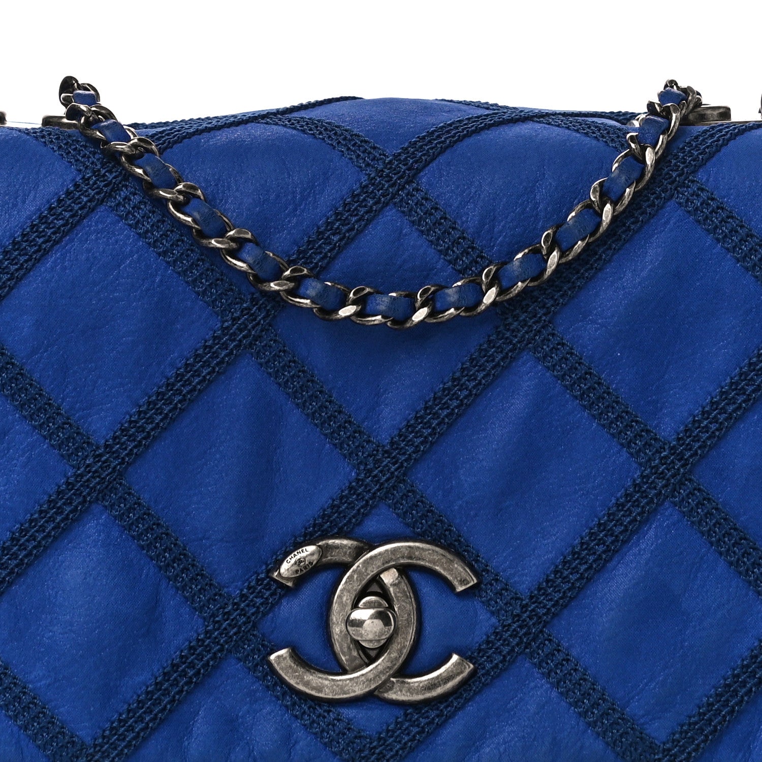 Chanel Suede Diamond Embellished Medium Single Flap Blue 7 of 10