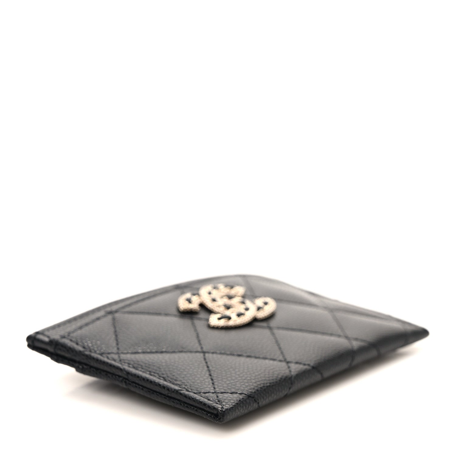Chanel Caviar Quilted Crystal Card Holder Black 4 of 8