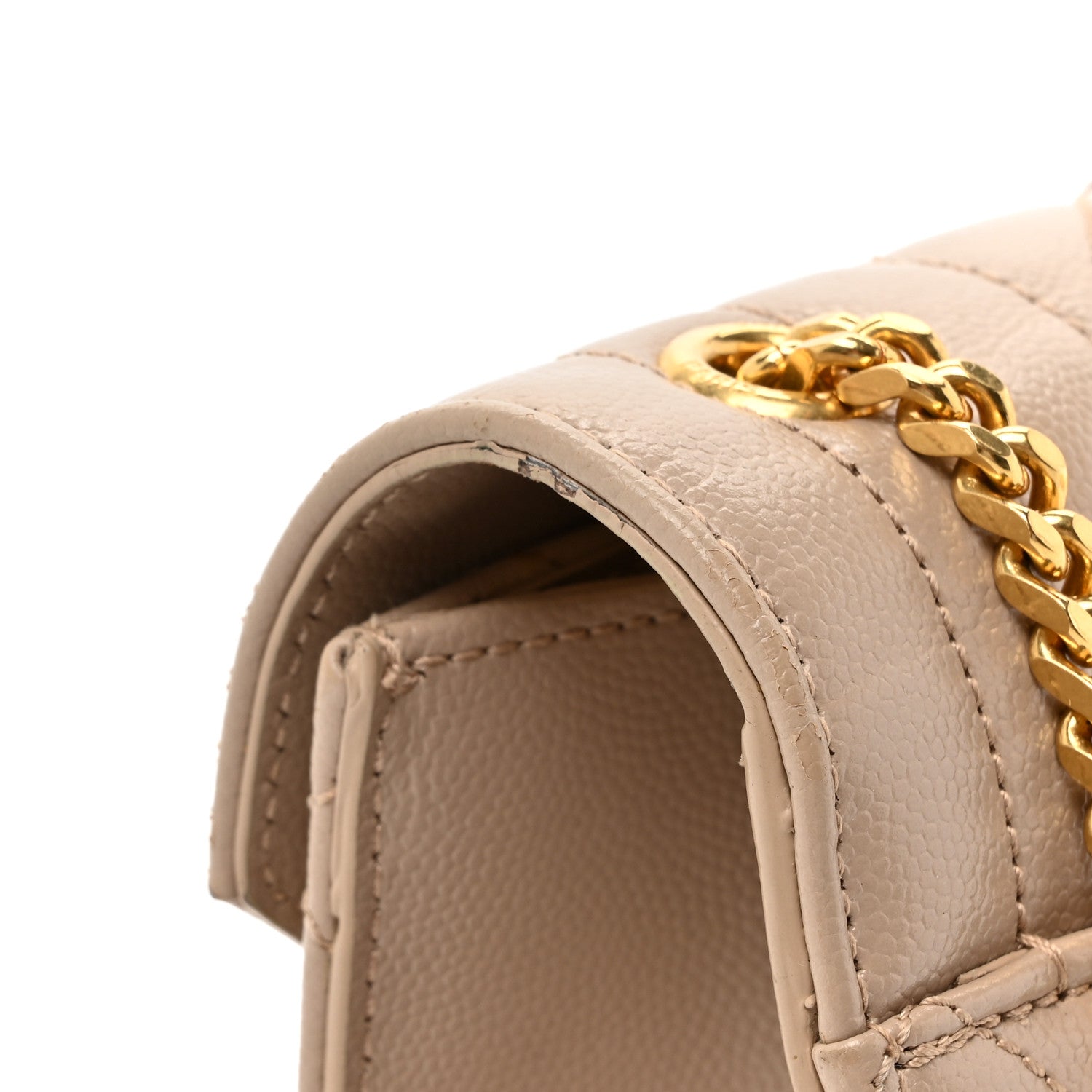 Saint Laurent Grain De Poudre Textured Mixed Matelasse Triquilt Small Monogram Satchel Dark Beige 12 of 16