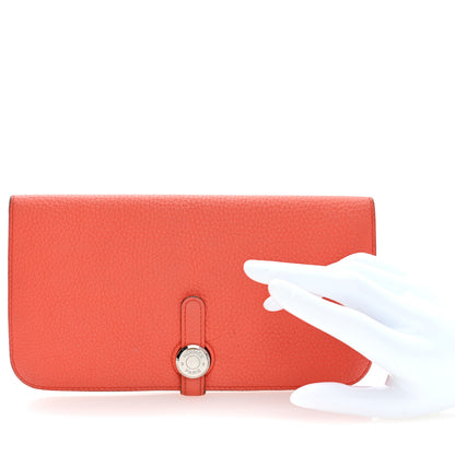 Hermes Togo Dogon Recto Verso Wallet Orange Poppy Rose Candy 2 of 7