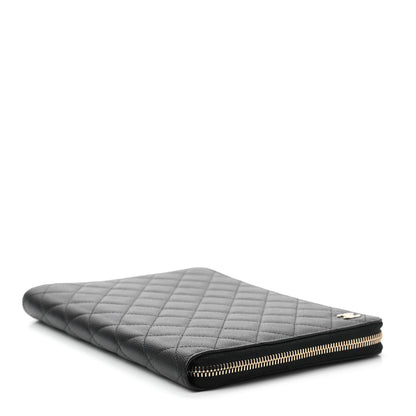 Chanel Caviar Quilted Zip Around Notebook Agenda Cover Black 4 of 8