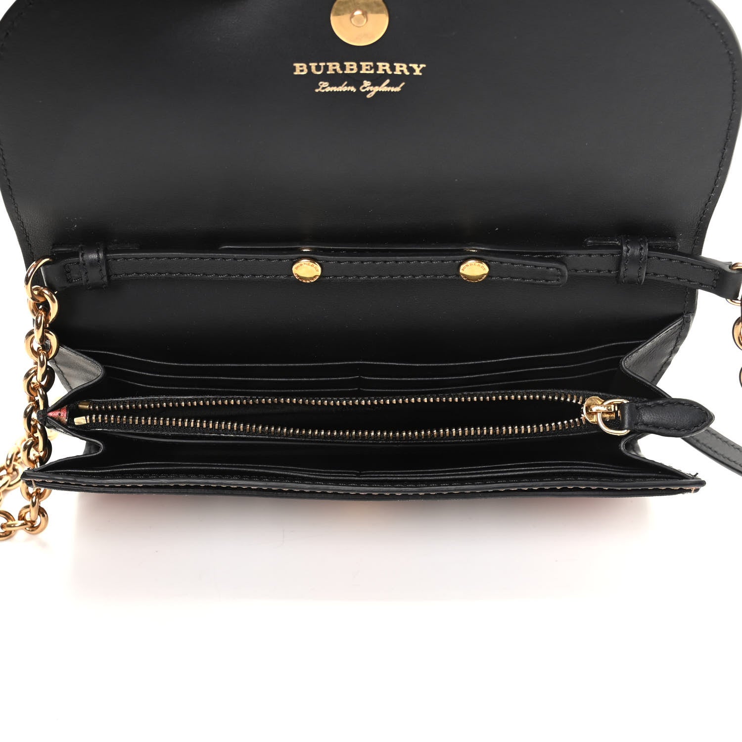 Burberry Vintage Check Henley Wallet On Chain Black 5 of 8