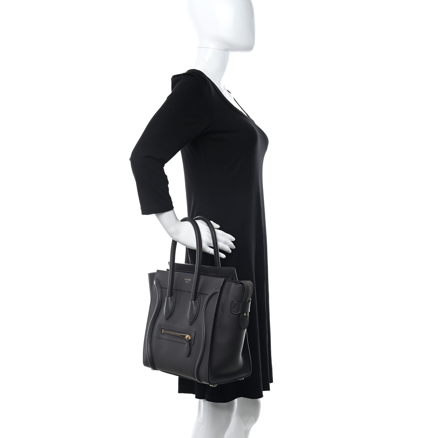 Celine Drummed Calfskin Micro Luggage Liquorice 2 of 9