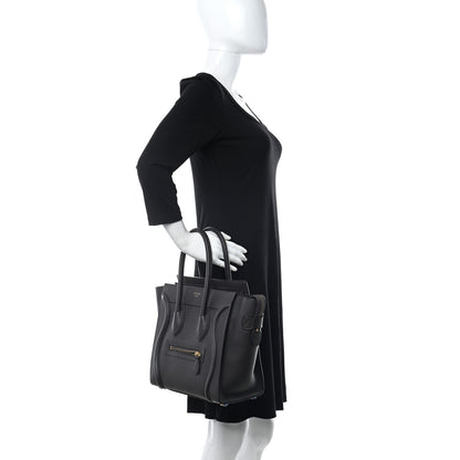 Celine Drummed Calfskin Micro Luggage Liquorice 2 of 9