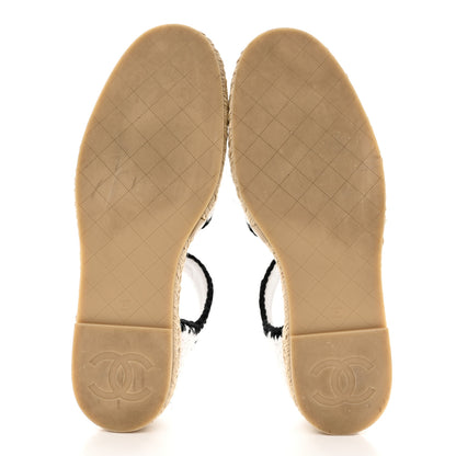Chanel Braided Knit Cap Toe CC Ankle Strap Espadrilles 41 White Black 5 of 10