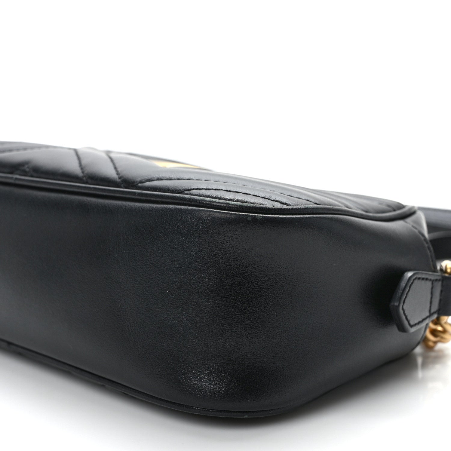 Gucci Calfskin Matelasse Small GG Marmont Chain Shoulder Bag Black 10 of 14