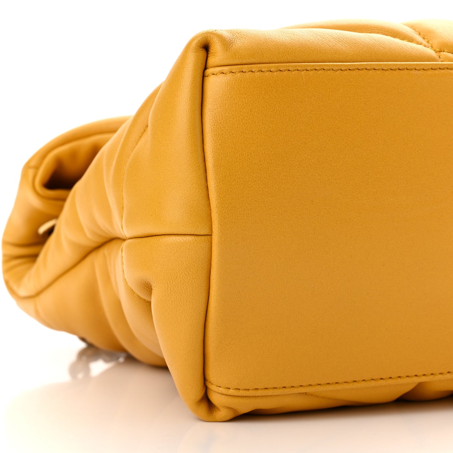 Lambskin Quilted Medium Loulou Puffer Monogram Chain Satchel Saffran