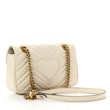 Gucci Calfskin Matelasse Mini GG Marmont Shoulder Bag White 3 of 13