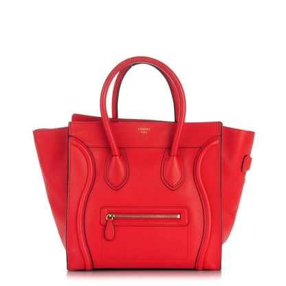 Celine Drummed Calfskin Mini Luggage Coquelicot 1 of 7