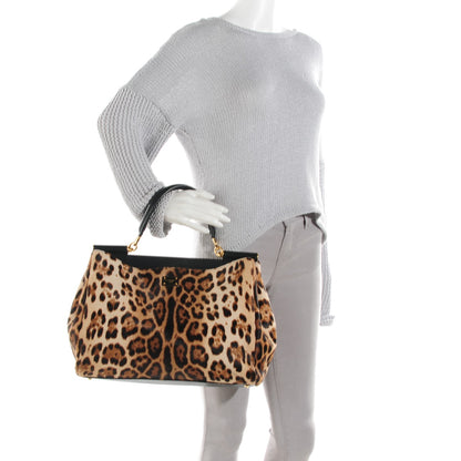 Dolce & Gabbana Calfskin Hair Leopard Print Medium Miss Sicily Shopper Tote 2 of 6