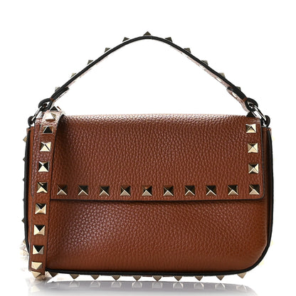 Valentino Garavani Grainy Calfskin Rockstud Crossbody Pouch Saddle Brown 1 of 10