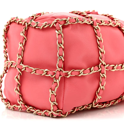 Chanel Lambskin Bucket Chain Drawstring Bag Pink 10 of 11