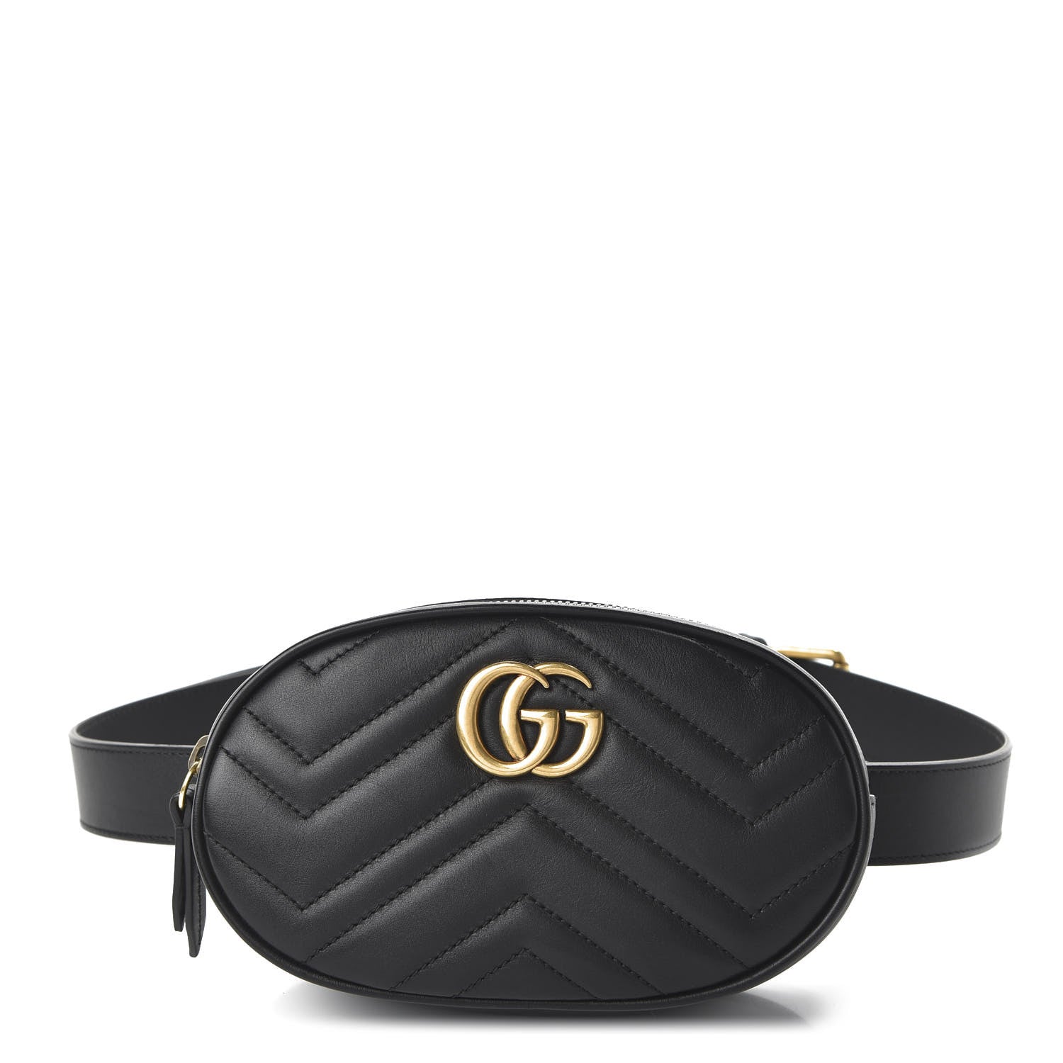 Gucci Calfskin Matelasse GG Marmont Belt Bag 95 38 Black 1 of 11