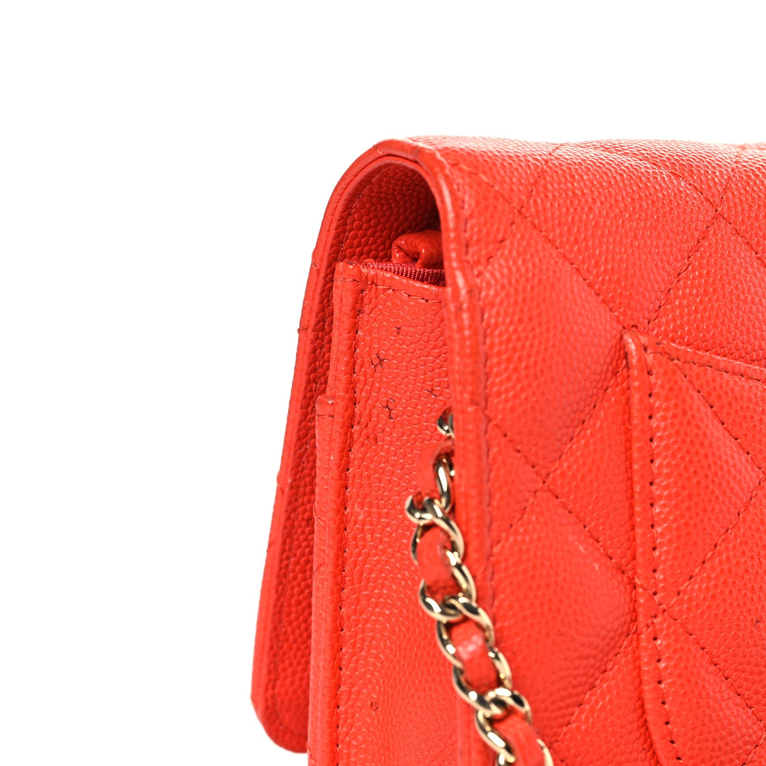 Chanel Caviar Quilted Wallet on Chain WOC Orange 11 of 12