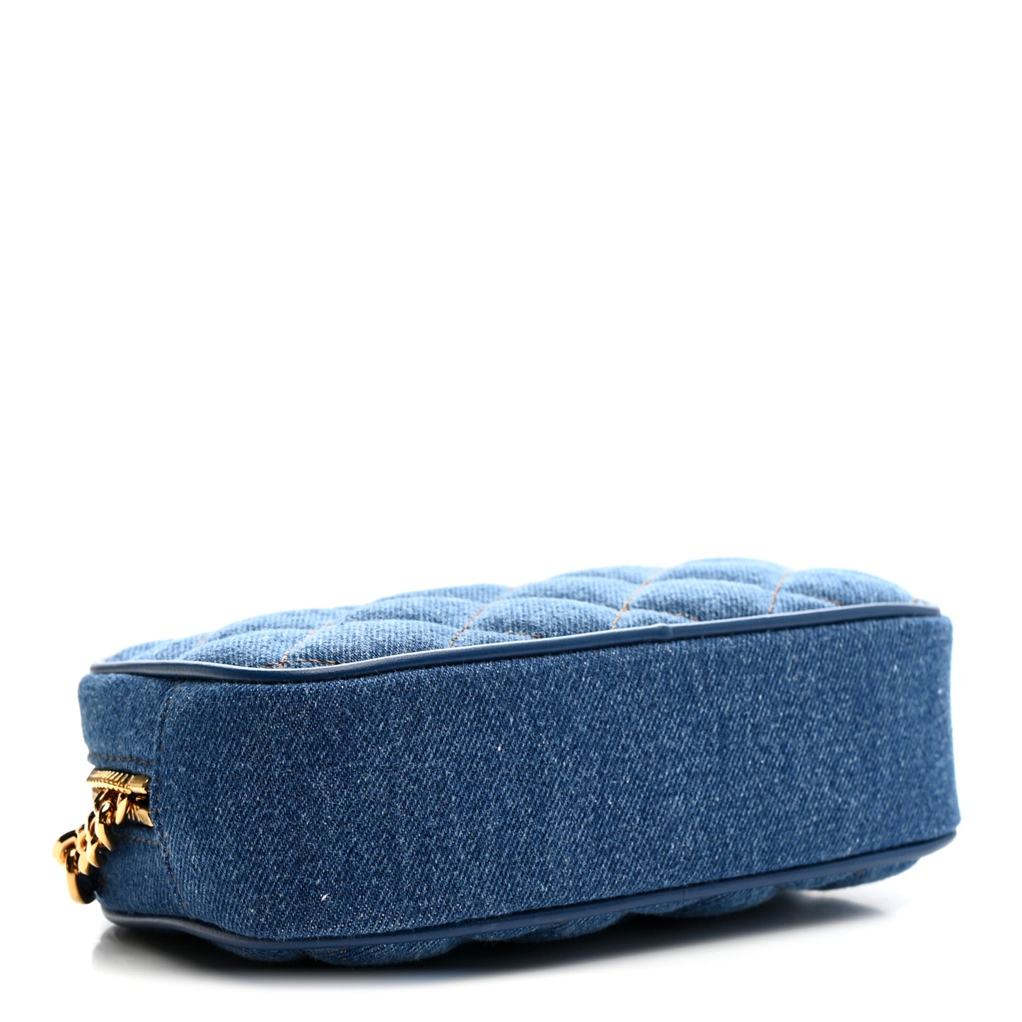 Denim Quilted La Medusa Camera Bag Blue