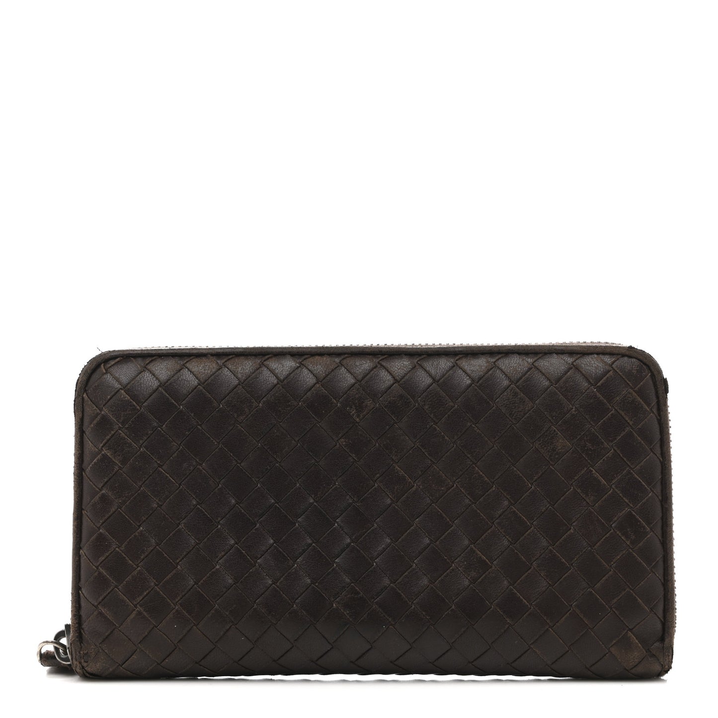 Nappa Intrecciato Zip Around Wallet Ebano