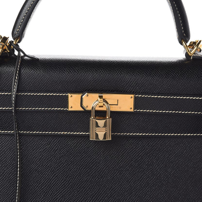 Hermes Veau Grain Lisse Kelly Sellier 32 Black 32 of 33