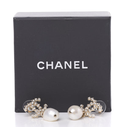 Chanel Crystal Pearl CC Drop Earrings Gold 5 of 5