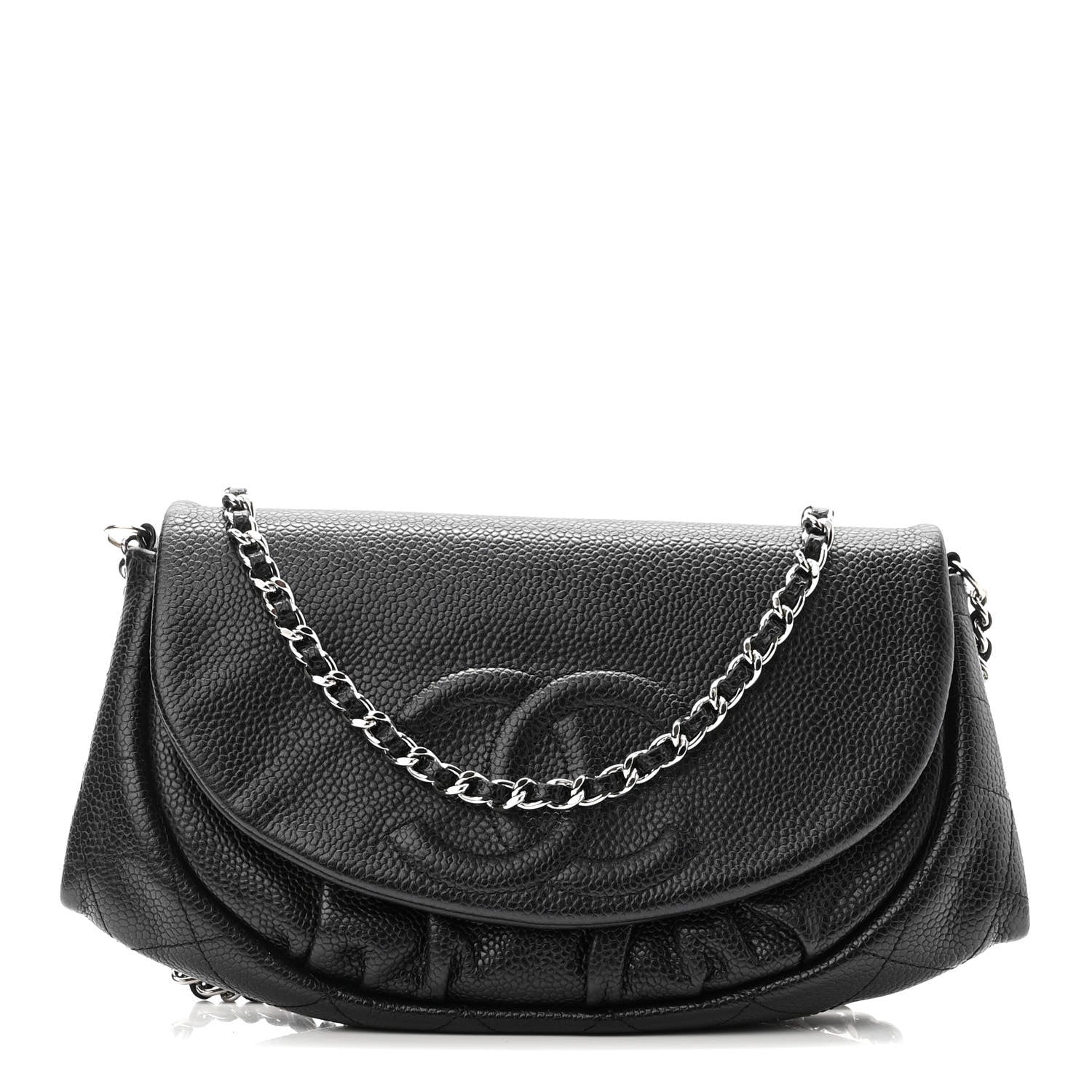 Chanel Caviar Half Moon Wallet On Chain WOC Black 1 of 12