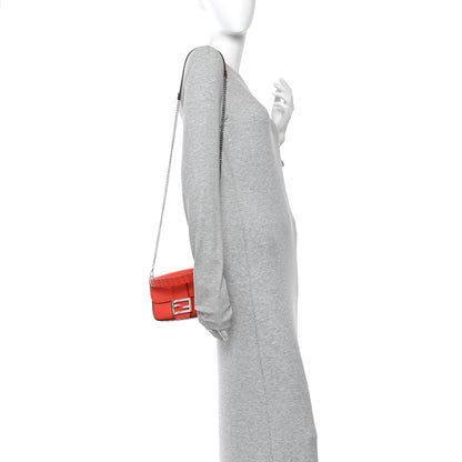 Fendi Cuoio Roma Sellerissima Nappa Sintetica Tape Stitch Mini Baguette Lava 2 of 11