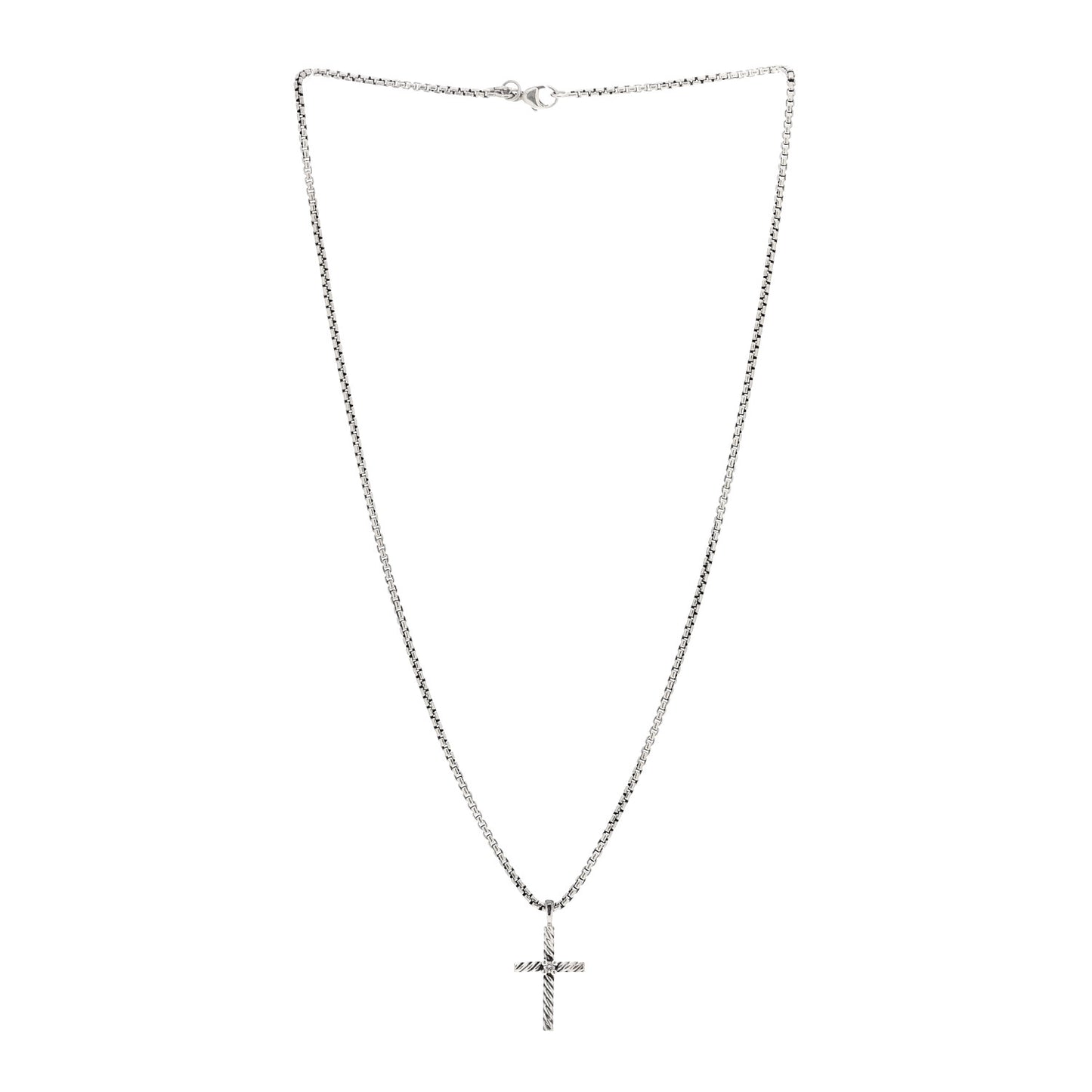 Sterling Silver Diamond Cable Classics Cross Necklace