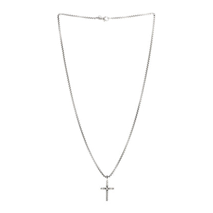 David Yurman Sterling Silver Diamond Cable Classics Cross Necklace 3 of 4