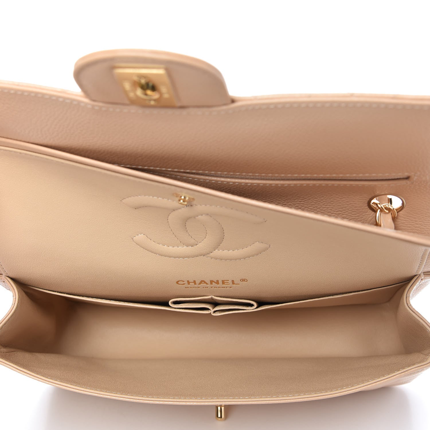 Chanel Caviar Quilted Medium Double Flap Beige 6 of 12