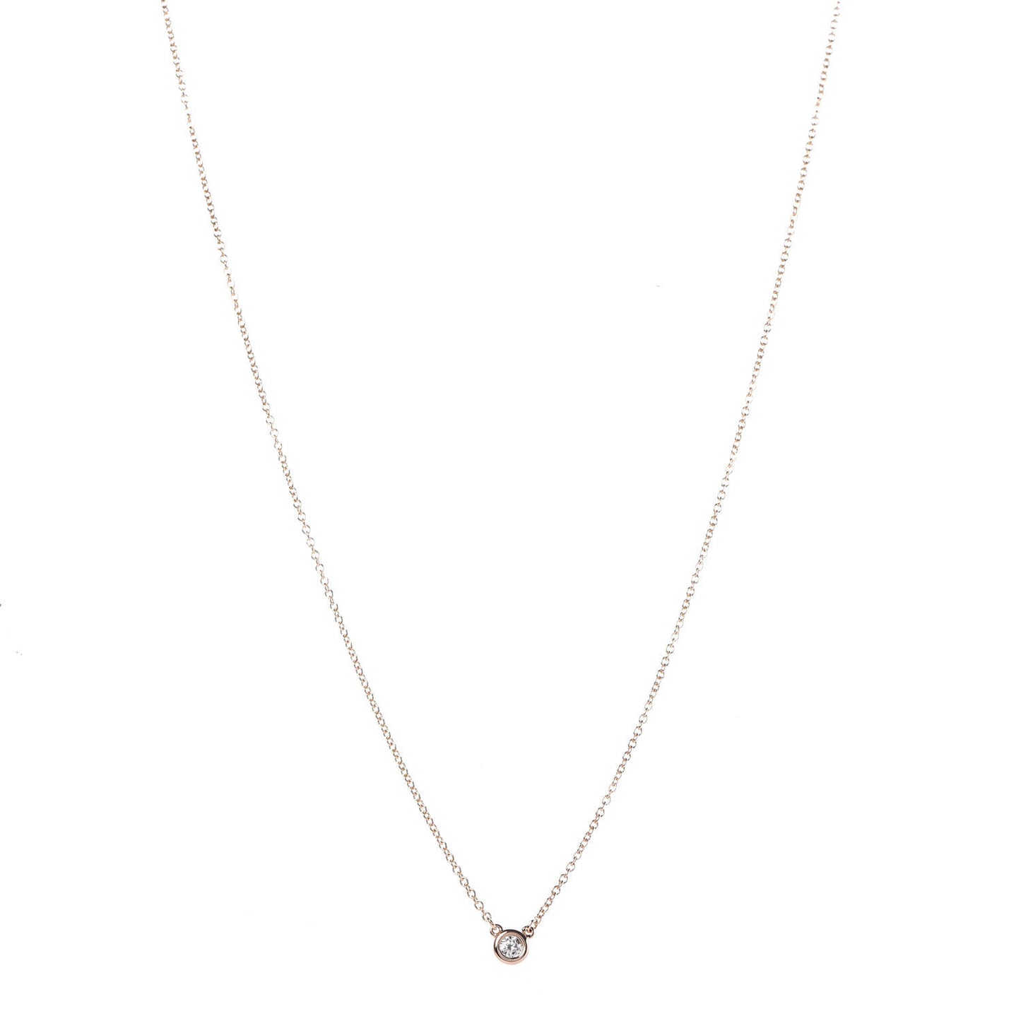 18K Rose Gold Diamond .07ct Elsa Peretti Diamonds by the Yard Pendant Necklace