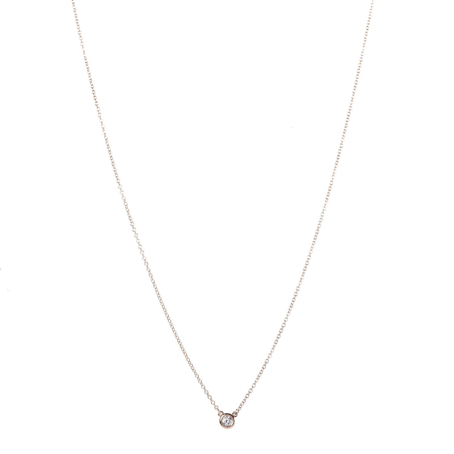 Tiffany 18K Rose Gold Diamond .07ct Elsa Peretti Diamonds by the Yard Pendant Necklace 1 of 9