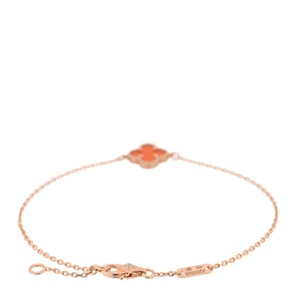 Van Cleef & Arpels 18K Rose Gold Carnelian Sweet Alhambra Bracelet 2 of 4