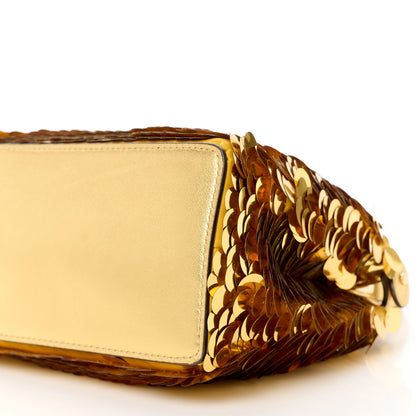 Fendi Sequin Vitello Catalan XS Peekaboo Iconic Satchel Gold 11 of 11