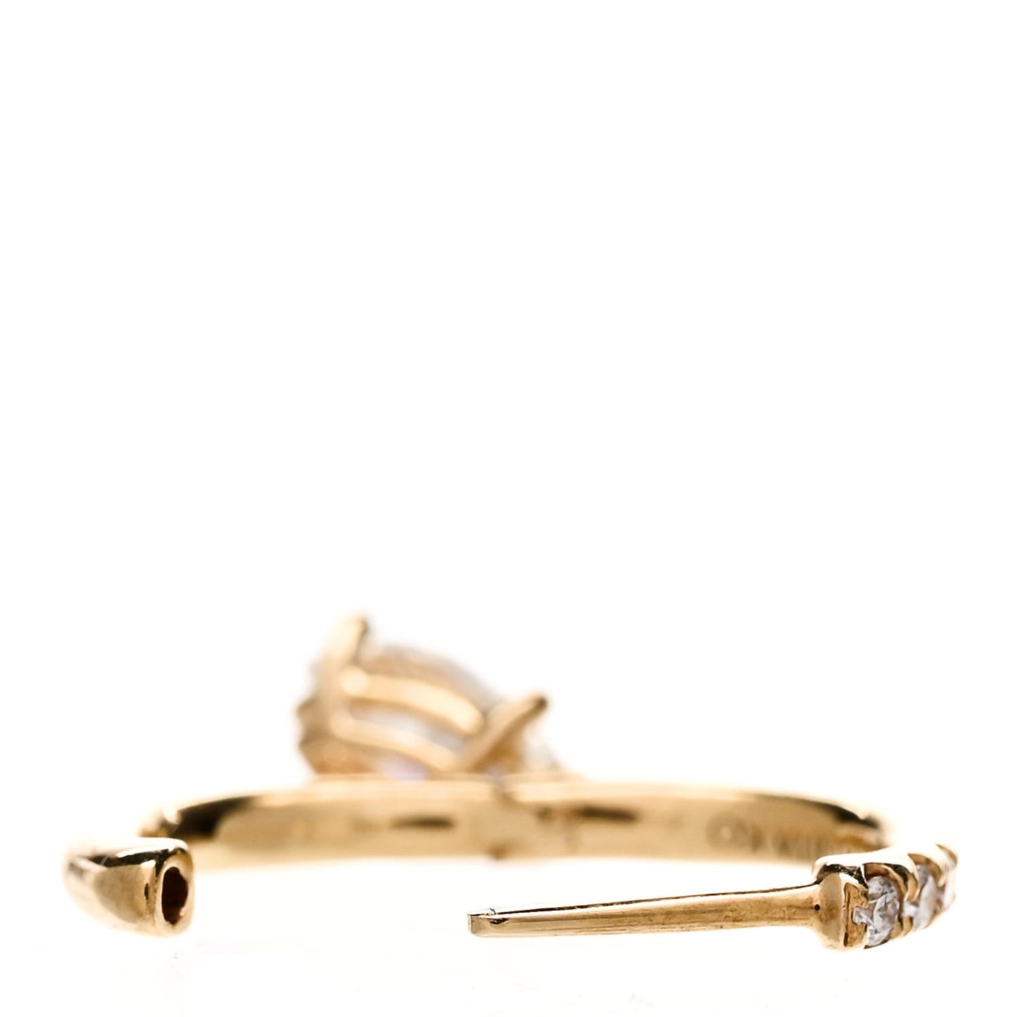 18K Yellow Gold Diamond Single Marquise Huggie Drop Earring