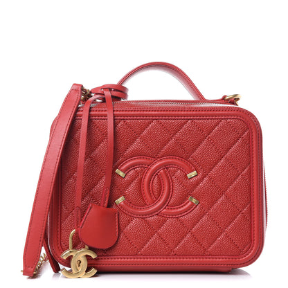 Chanel Caviar Quilted Medium CC Filigree Vanity Case Red 1 of 8